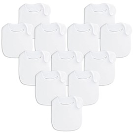 Organic Cotton Baby Bibs - Neutral Design, Ultra-Soft and Absorbent, Side Snap for Easy Removal, Adjustable Sizes, Reusable, Ideal for Drooling, Teething, and Feeding,12-Pack