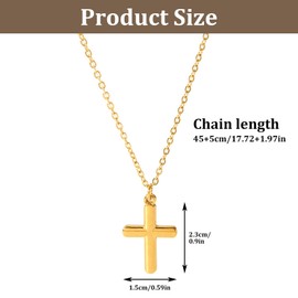ZMNVHJ Cross Chain Necklace for Women 18K Gold Plated Tiny Cross Chain Layered Cross Chain Necklace Women's Elegant Fashion Jewellery Hypoallergenic Gold Cross Pendant Gifts for Women Girls, Gold, No
