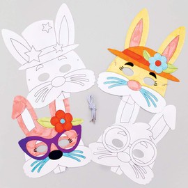 Baker Ross Easter Bunny Colour In Masks - Pack of 8, Kids Crafts (AT430),White,28 x 22.5 x 2.5 cm; 150 Grams