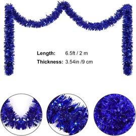 Birthday Decorations - 7-Piece Tinsel Garland Set (2m/6.5ft Each) Sparkling Party Decorations for Birthday, Christmas & Holidays Indoor/Outdoor Luxury Tinsel