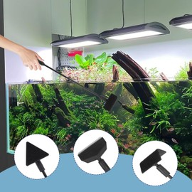 Qiimenguer 3-in-1-Fish Tank Cleaning Kit, Aquarium-Glasreiniger, Verstellbarer Langer Griff, Dreieckige Algae Scraper, Glass Scraper, Fischbeckenpflege-Bürste mit rechtem Winkel, für Zierfischbecken