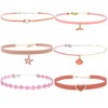 6PC Color Chokers Set For Women Heart Pearl Choker Necklaces