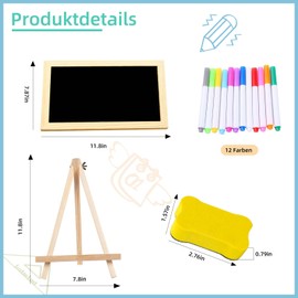 DUGEGAYL Chalkboard with Wooden Frame Sets, Small Blackboard Wooden Signs, Slate Board for Writing on Wooden Chalk Board