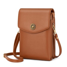 RONSIN Small Crossbody Bags for Women Cell Phone Wallet Purse with Adjustable Strap Shoulder Bag with RFID Card Slots, Z01- Brown