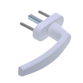 Aqbau® PVC window handle, white, 1 piece, window olive plastic on oval rosette 28 x 63 mm, window handles for windows and balcony doors and patio doors, ergonomic handle