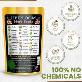 Herb Seeds 27 Varieties Liquidirt Heirloom Culinary and Medicinal - Over 12,000 Seeds - Non-Hybrid and No Chemicals and Non-GMO Survival Garden Seed Bank