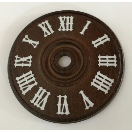 Unbranded Cuckoo Clock Dial 3 1/2"  (90mm) Diameter Brown with White Roman Numerals
