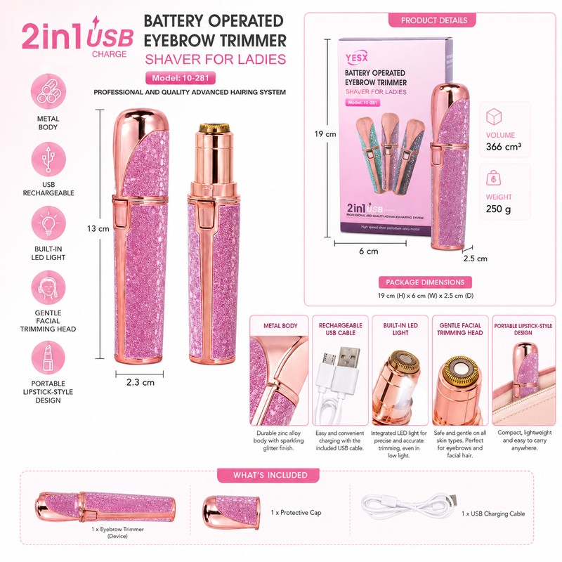 2-in-1 Rechargeable Facial Hair Remover for Women & Men –