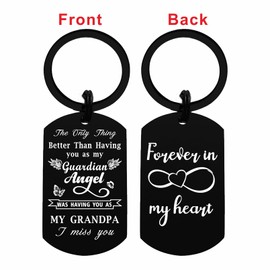 Laluminter Memorial Gifts for Loss of Grandfather - Grandpa Sympathy Keychain - I Miss You Grandpa Rememberance Bereavement Items for granddaughter grandson