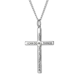 Shields of Strength Women's Philippians 4:13 Cross Necklace