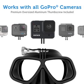 OCTOMASK - Low Volume Dive Mask w/Mount for All GoPro Hero Cameras for Scuba Diving, Snorkeling, Freediving (Black)