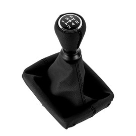 DOMENICA 5-Speed Gear Knob Gear Lever with Gear Stick Cuff Compatible with Peugeot 206 406 (Black)