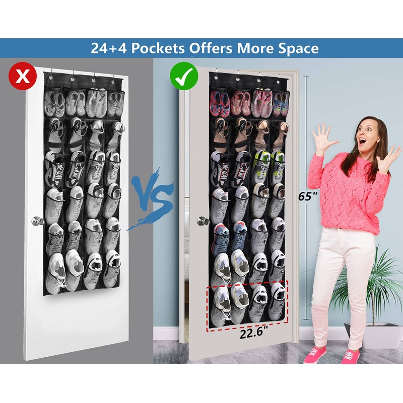 MISSLO 28 Large Pockets Hanging Shoe Organizer Over The Door