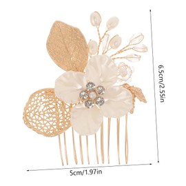 FRCOLOR Gold Leaf Hair Comb Clip Elegant Bridal Accessory with Simulated Pearls for Weddings Parties and Special Occasions Versatile Hairpiece for Women