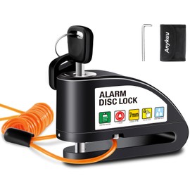 Anykuu Brake Disc Lock Motorcycle Lock Alarm 110 dB Loud Disc Lock Brake Lock with 1.5 m Memory Cable and Lock Pocket Alarm Lock for 7 mm Thick Brake Disc Motorcycle Bicycle