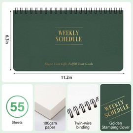 Weekly To Do List Notepad, 6.3''x 11.2'' Weekly Desk Planner with 55 Tear Off Sheets Undated Weekly Planner Habit Tracker & Productivity Organizer for Home School and Work, Green