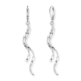 925 Sterling Silver Long Dangle Earrings Hypoallergenic Double Linear Twisted Dangling Drop Earrings for Women Trendy Statement Elegant Leverback Earring for Women Jewelry Gifts