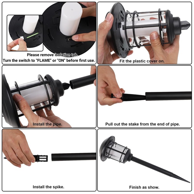 Dynaming 6 Pack Solar Flame Torch Lights Outdoor, Halloween Dual