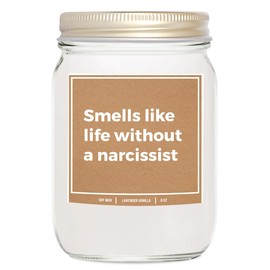 YouNique Designs Smells Like Life Without Narcissist Divorce Candle 8oz, Breakup Gifts for Women, Divorce Candle Gifts for Newly Divorced, Funny Candles for Women, Men (Lavender & Vanilla)