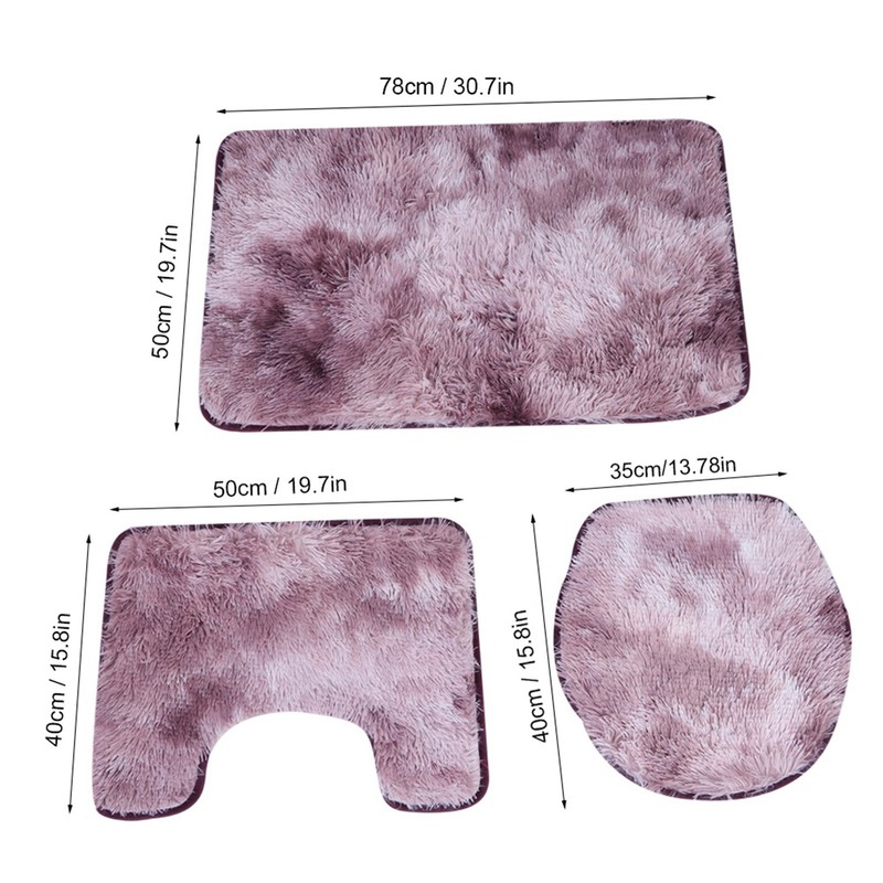 3Pcs Bathroom Rug Set Soft Non Slip Toilet Lid Cover