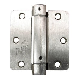 Hinge Outlet Adjustable Spring Hinges, 3.5 Inch with 1/4 Inch Radius in Satin Nickel, Self Closing Hinges, Door Closing Hinges, 2 Pack