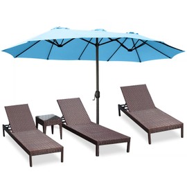 ABCCANOPY 15FT Double-Sided Aluminum Table Patio Umbrella Garden Large Umbrella,Swimming Pool 12+Colors,Turquoise