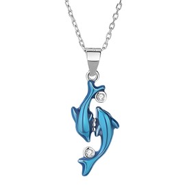 ABSOLUTE Dolphin Necklace for Women S925 Sterling Silver Ocean Necklace for Girlfriend Sea Pendant Necklace Birthday Gift for Lover