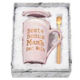 Joymaking Tasse Geschenk Bonus Mama Geschenke für Stiefmutter zum Muttertag Geburtstag Weihnachten Geschenk Bonus Mama Tasse mit Spruch - Beste Bonus Mama der Welt, Rosa 400ml