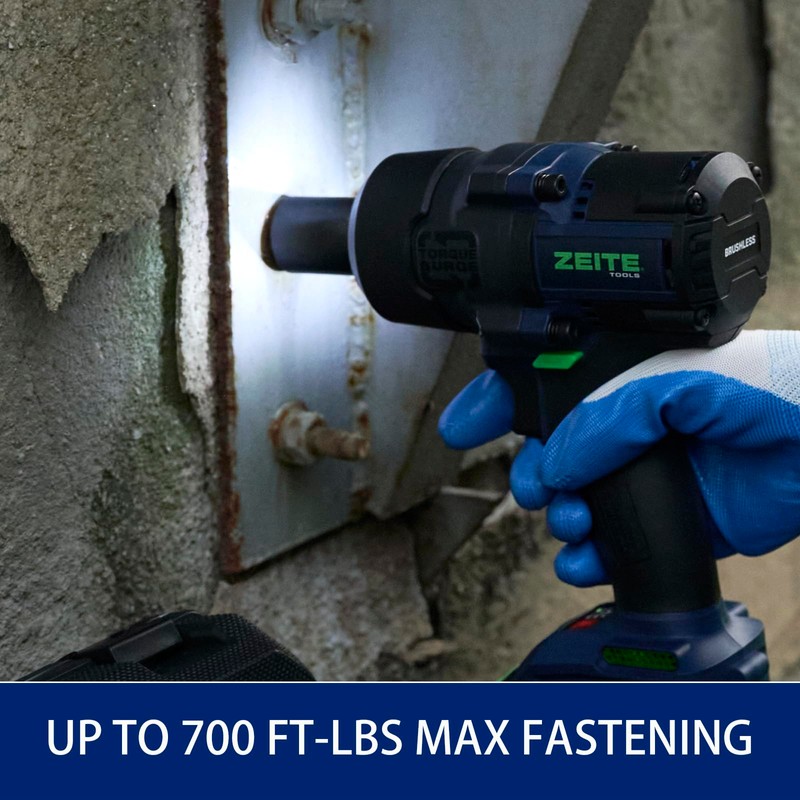 Zeite 18V Cordless Impact Wrench Kit,High Torque 1/2" Brushless Impact