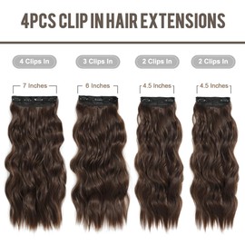 20" Hair Extensions Clip in 4Pcs Curly Hair Extensions Synthetic Hairpieces for Woman Hair Extension Curly Wavy Hair Pieces For Full Head