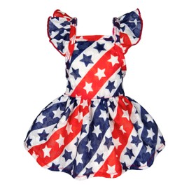 Fitwarm 4th of July Dog Dress, Patriotic Stars Dog Clothes for Small Dogs Girl, Ruffled Dog Princess Dress, Pet Outfit, Red, Blue, White, Medium