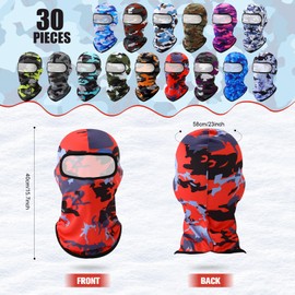 Vicenpal 30 Pcs Sun Protection Balaclava Face Mask Men Ski Mask Full Face Cover Face Balaclava Ski Mask Winter Mask (Camo Colors)