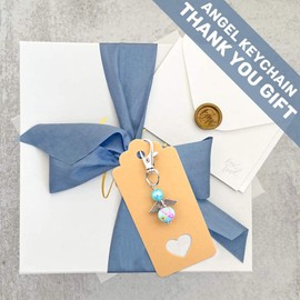 Abnaok Pack of 20 Guardian Angel Pendants, Key Rings + Organza Bag, Farewell Gift, Small Lucky Charm, Party Favours, Christening, Wedding