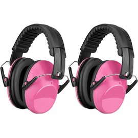 Kriogor 2 Pack Ear Defenders Children,26dB SNR Soft Kids Ear Defenders Noise Cancelling Headphones, Adjustable Ear Protectors Hearing Protection Earmuffs for Autism Airport Study Shooting (Rose Red)