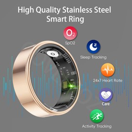 Govllfoz Smart Ring Health Tracker, Fitness Sleep and Heart Rate Monitor Smart Ring, Waterproof Bluetooth Fitness Tracker Ring IPX68 Waterproof (Rose Gold, 12)