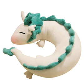 GXFLO Anime Cute White Dragon Neck Pillow U Shaped Travel Pillow Doll Plush Toy White Dragon Neck Pillow Soft Plush Dragon Stuffed Doll