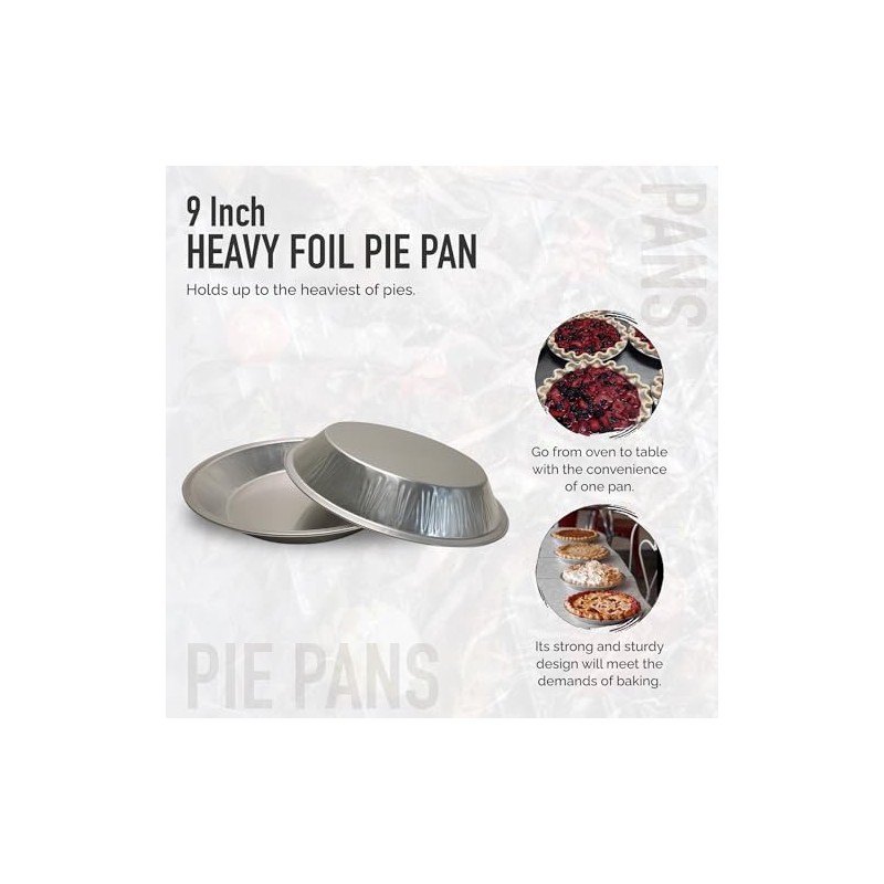 KitchenDance 9 Inch Pie Tins - Premium Disposable Pie Pans