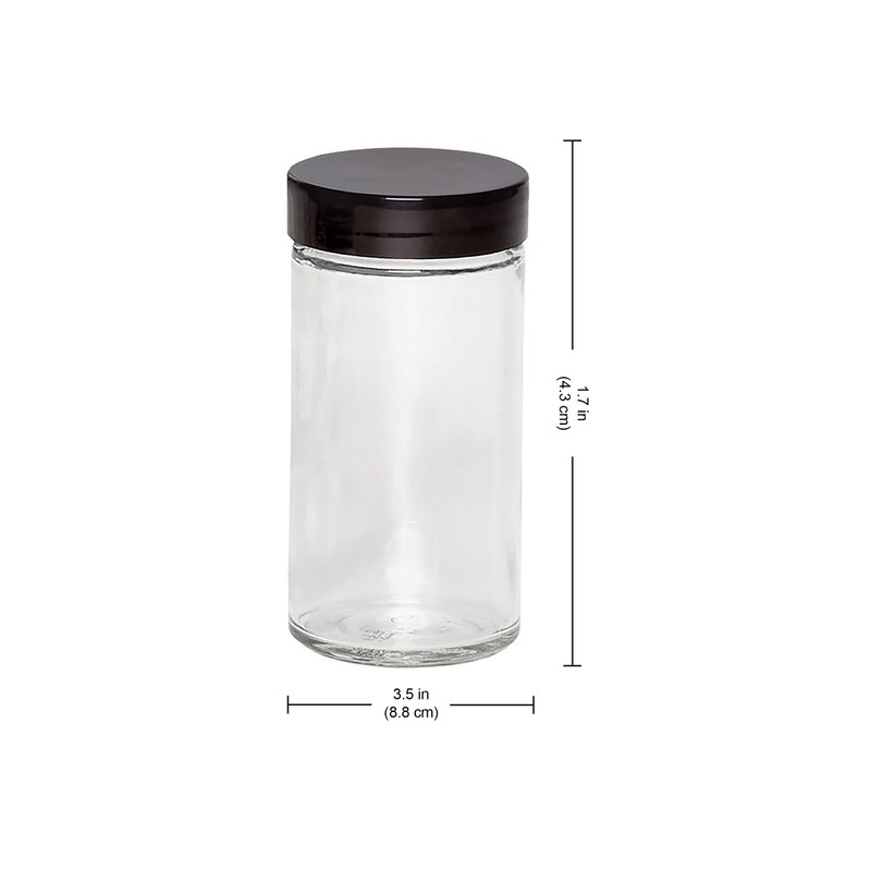 Kamenstein 5244227 Empty Jars With Black Cap, Set Of 12,