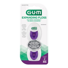 GUM - Hilo Dental Expanding con Tecnología Expansiva para Limpieza Profunda y Suave - Cobertura Completa, Gentil con Encías Sensibles - 2 Pack