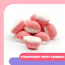 Strawberry Puffy Gummy Candy - 2 Pound Pack - Pink Cloud Candy for Baby Showers and Party Favors - It's a Girl Candy - Gender Reveal Strawberry Gummies