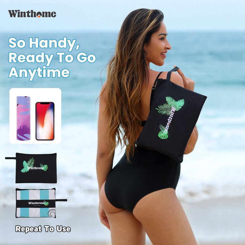 Winthome Beach Towel Quick-Drying – Microfibre Beach Towel Lightweight Beach