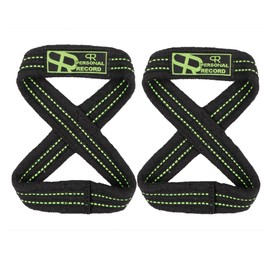 PR Personal Record Deadlift Straps - Figure 8 Weightlifting Straps for Powerlifting, Bodybuilding, Strongman – Heavy Duty Grip Support Wrist Wraps for Men & Women (BLACK/NEON)