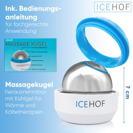 ICEHOF Massage Ball with Cooling Gel - Wellness Cold/Hot Therapy - Manual Self Massage Ball for Home Tension, Deep Massage & Relaxation - Face Roller Gift Fascia Ball