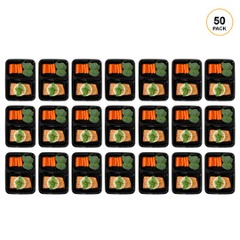 Freshware Meal Prep Containers [50 Pack] 2 Compartment with Lids, Food Storage Containers, Bento Box, BPA Free, Stackable, Microwave/Dishwasher/Freezer Safe (32 oz)