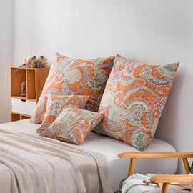 ATsense Set of 2 cushion covers, 40 x 60 cm, 2 pieces, 100% cotton, Bohemian style, light orange pillowcase with zip, Oeko-Tex certified, super soft premium and hypoallergenic