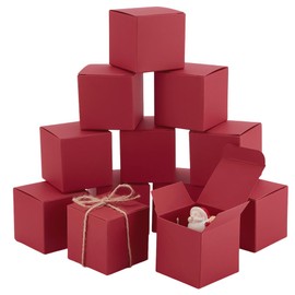 PH PandaHall Pack of 30 Small Gift Boxes 5 cm Square Paper Boxes Foldable Party Favour Boxes Small Gift Wrapping Paper Boxes for Wedding Christmas Proposal Party Decor, Red