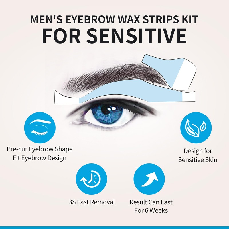MEN Eyebrow Wax Strips Kit,for Sensitive All Skin Types MEN,24pcs