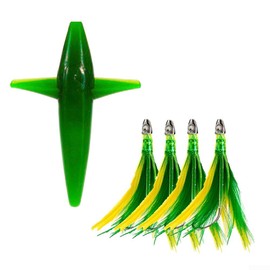 Feather Trolling Skirt Tuna Fishing Lure with Steel Hooks for Optimal Fish Attraction (Dark Green)