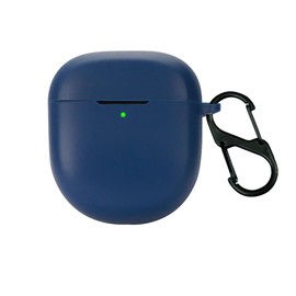 QWYJ for Bose QuietComfort Earbuds II Case (2022) Carcasa Protectora de Silicona, para Bose QuietComfort Earbuds II Funda de Carga Portátil con Mosquetón Llavero Anti-perdida (Azul)