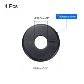 uxcell 4Pcs Wall Split Flange ABS Round Self-Adhesive Escutcheon Plate Design for 1 in/26.5 mm Pipe, Plumbing Cover Plates for Water Pipe Faucet Decor Accessories, Black